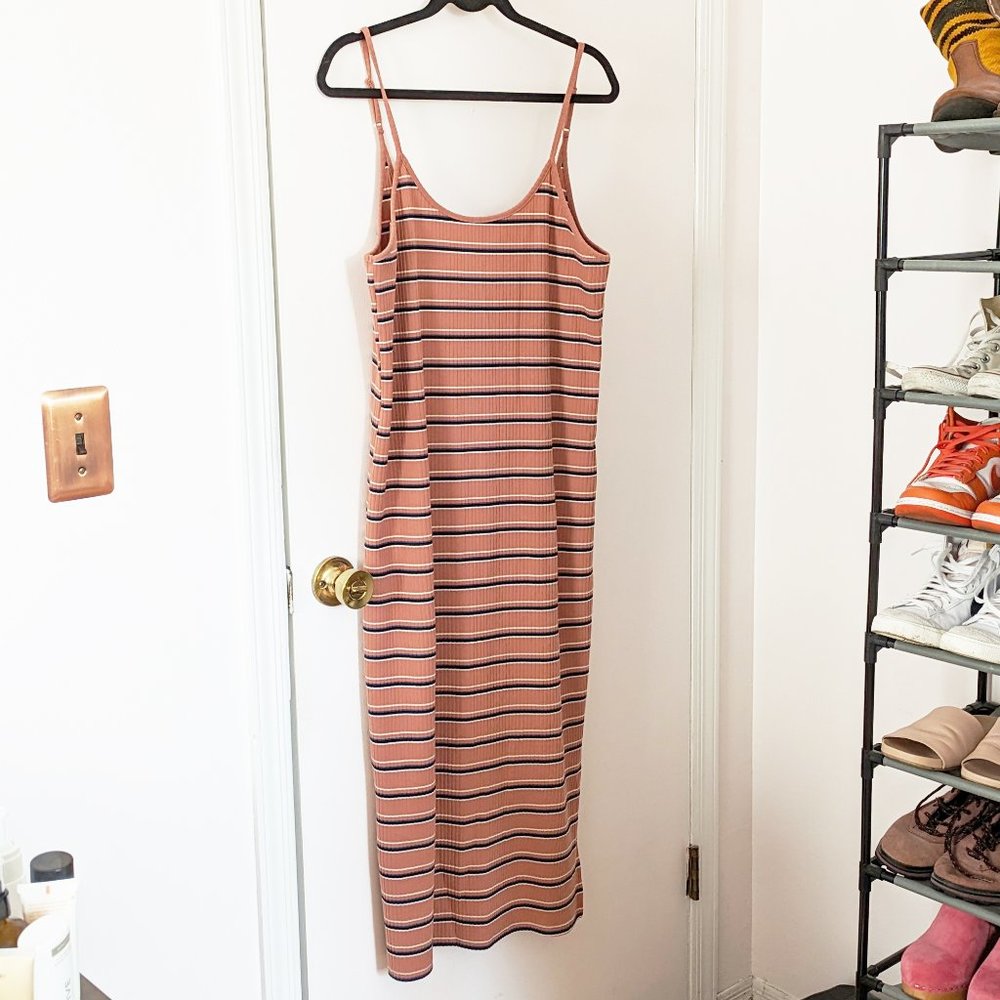 Ribbed striped slip dress